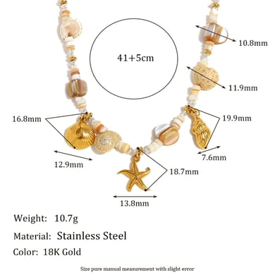 1 Stück Simple Series Vacation Turtle Edelstahl Goldfarbene Muschel Damen-Charm-Armbänder h5 Bild2