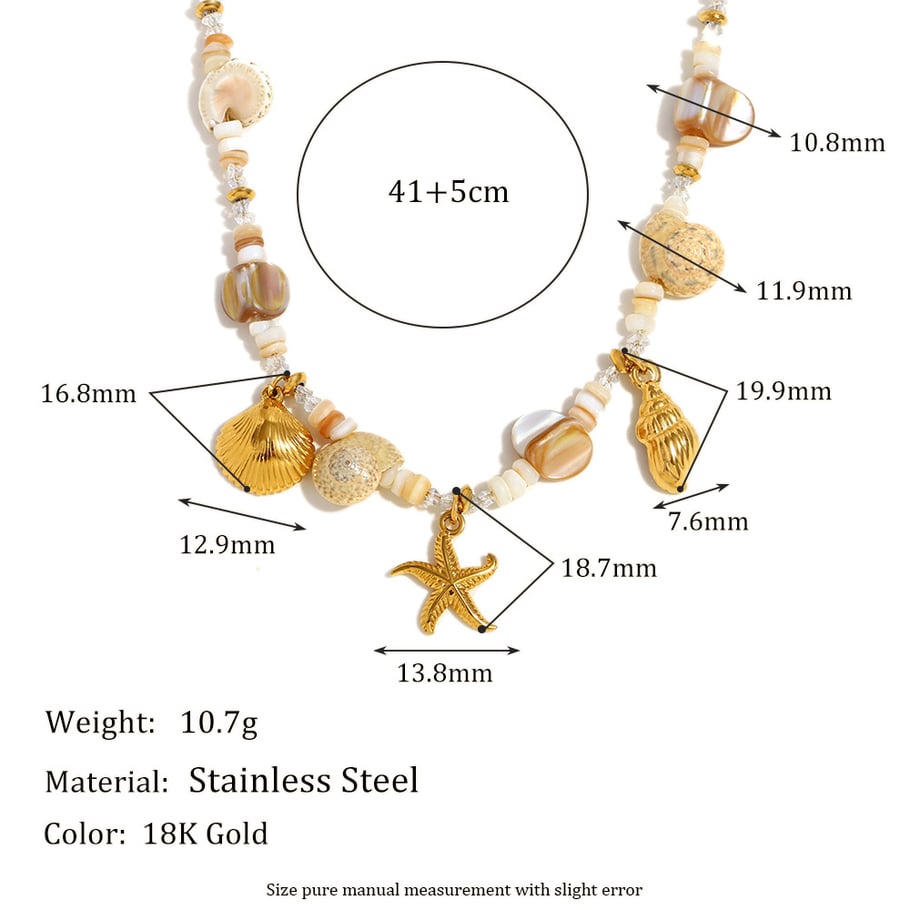 1 Stück Simple Series Vacation Turtle Edelstahl Goldfarbene Muschel Damen-Charm-Armbänder Bild2