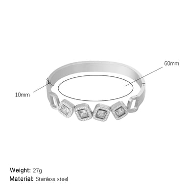 1 Piece Luxurious Series Elegant Square Stainless Steel Gold Color Women's Bangles h5 