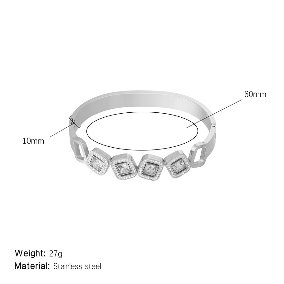 1 Piece Luxurious Series Elegant Square Stainless Steel Gold Color Women's Bangles 