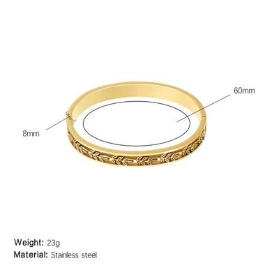 1 Piece Delicate Series Natural Leafs Stainless Steel Gold Color Women's Bangles h5 
