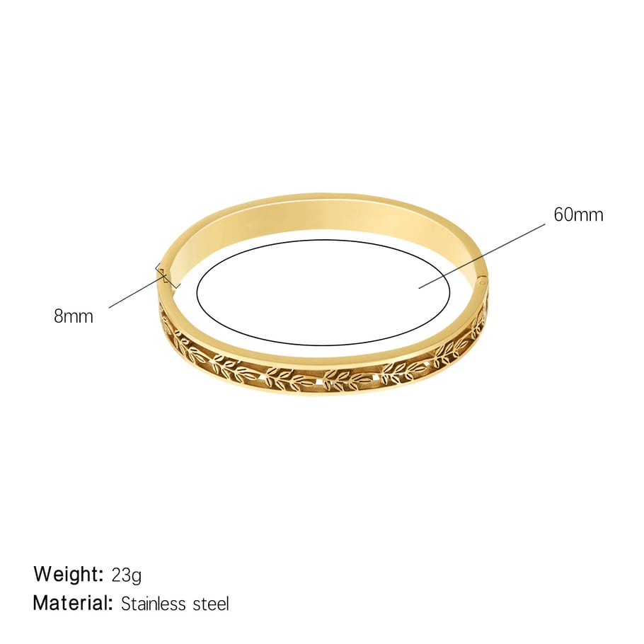 1 Piece Delicate Series Natural Leafs Stainless Steel Gold Color Women's Bangles 