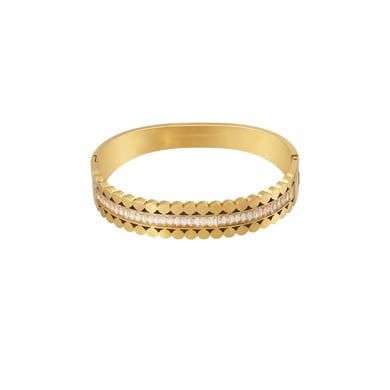 1 Piece Sophisticated Series Elegant Circle Stainless Steel Gold Color Women's Bangles h5 Picture2