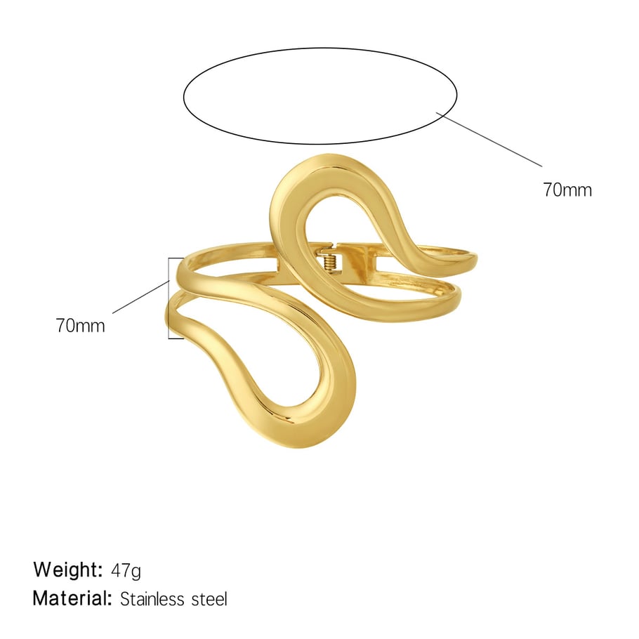 1 Piece Gleaming Series Daily Dazzling Droplet Stainless Steel Gold Color Women's Bangles 