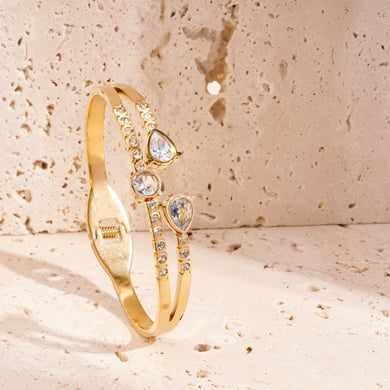 1 Piece Glamorous Series Elegant Droplet Stainless Steel Gold Color Women's Bangles h5 Picture2