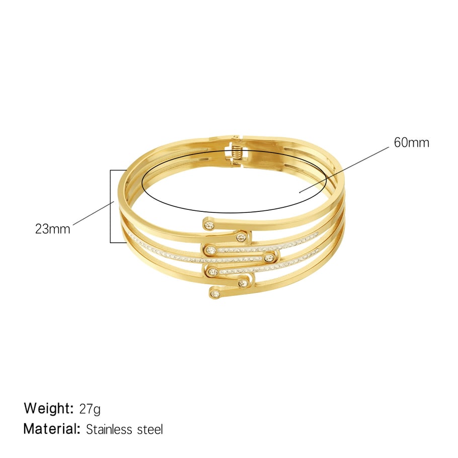 1 Piece Stylish Series Chic Natural Line Stainless Steel Gold Color Women's Bangles 