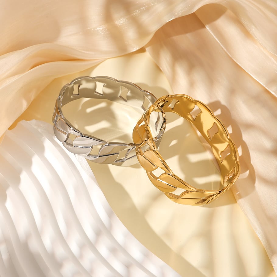 1 Piece Gleaming Series Classic Twist Stainless Steel Gold Color Women's Bangles Picture2