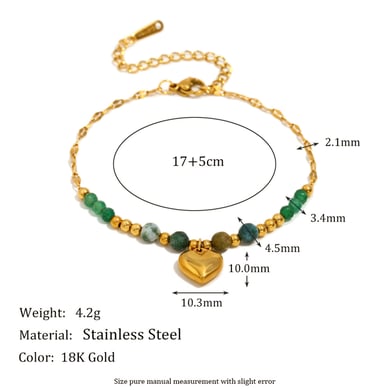 Retro Heart Stainless Steel Beaded Bracelets h5 Picture2