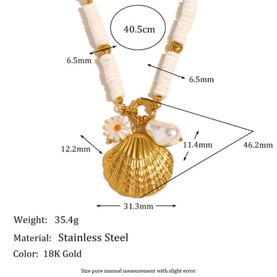 1 Stück Simple Series Vacation Turtle Edelstahl Goldfarbe Künstliche Perle Damen Charm Armbänder h5 Bild2