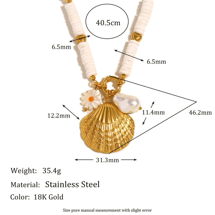 1 Stück Simple Series Vacation Turtle Edelstahl Goldfarbe Künstliche Perle Damen Charm Armbänder Bild2
