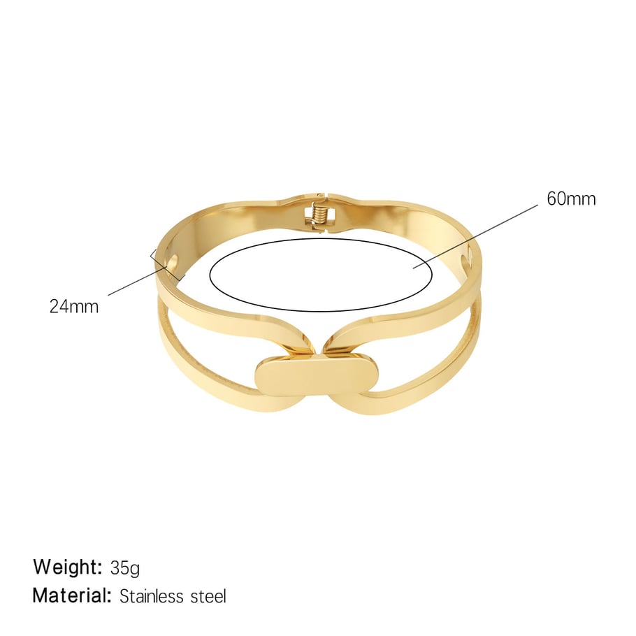 1 Piece Radiant Series Classic Patchwork Stainless Steel Gold Color Women's Bangles 