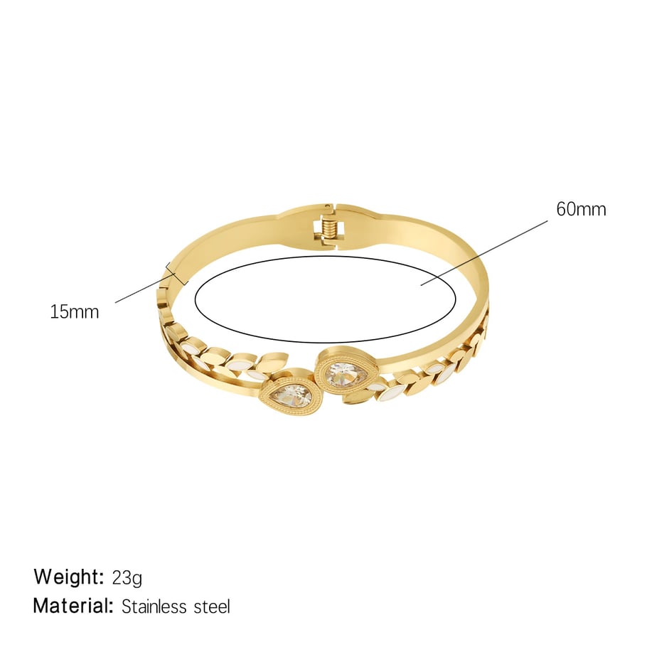 1 Piece Glamorous Series Chic Droplet Stainless Steel Gold Color Women's Bangles 