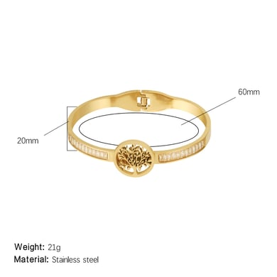 1 Piece Modern Series Natural Tree Stainless Steel Gold Color Women's Bangles h5 