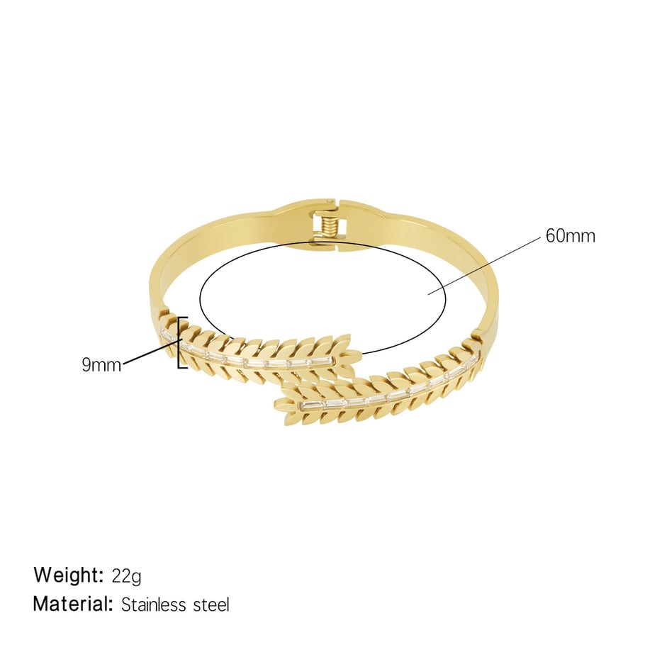 1 Piece Sophisticated Daily Olive Branch Stainless Steel Gold Color Women's Bangles 