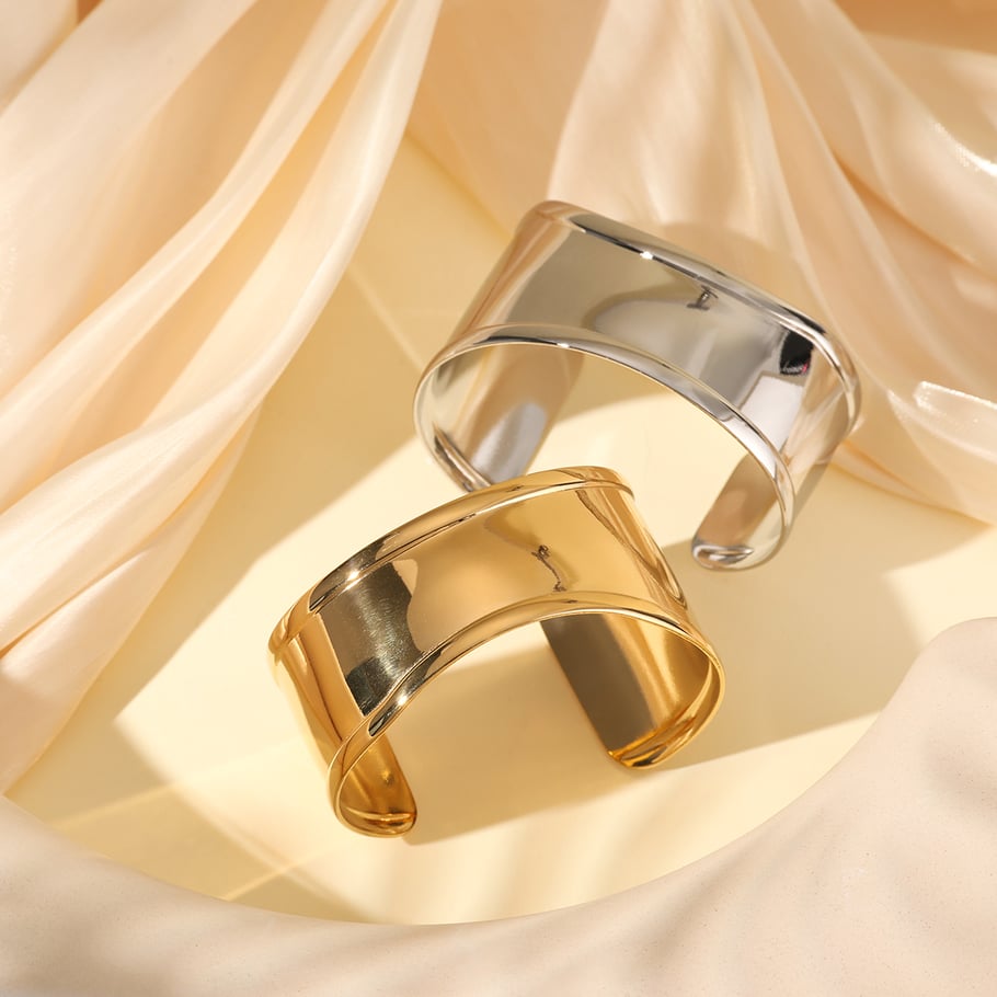 1 Piece Minimalist Series Sleek Classic Solid Stainless Steel Gold Color Women's Bangles Picture2
