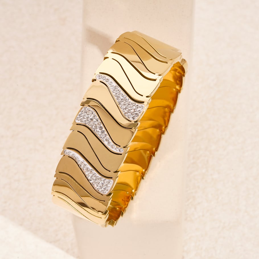 1 Piece Opulent Series Elegant Irregular Stainless Steel Gold Color Women's Bangles Picture2