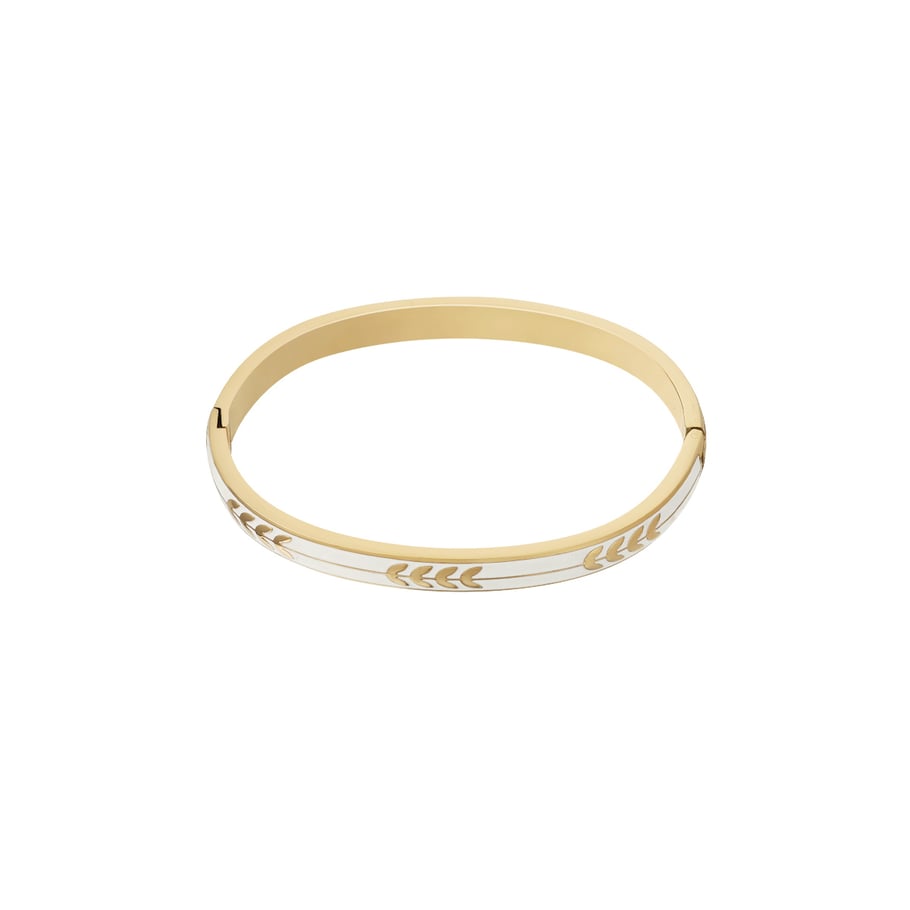 1 Piece Classic Series Elegant Olive Branch Pattern Stainless Steel Gold Color Women's Bangles Picture2