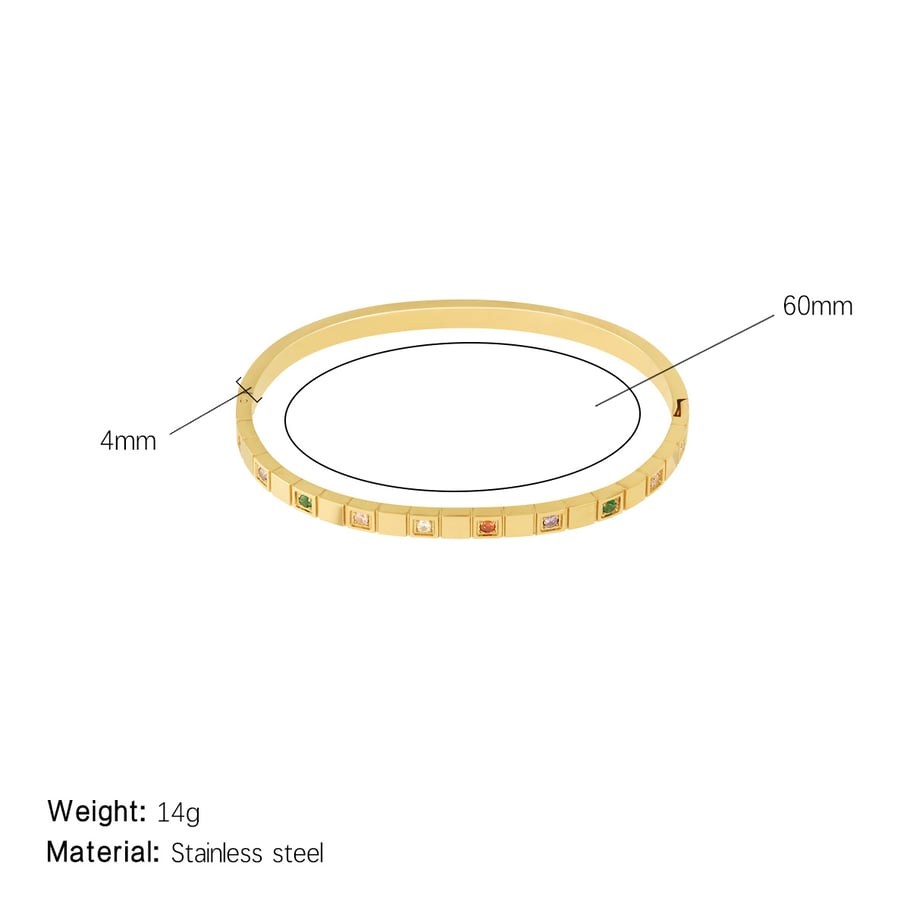 1 Piece Classic Series Elegant Mixed Color Square Stainless Steel Gold Color Women's Bangles 