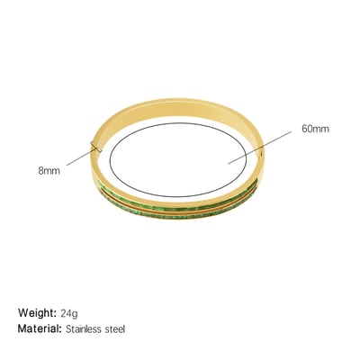 1 Piece Luxurious Series Simple Double Lines Stainless Steel Gold Color Women's Bangles h5 