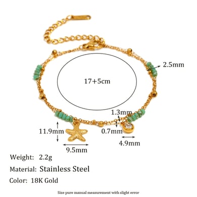 1 Stück Simple Series Vacation Turtle Edelstahl Goldfarben Damen Charm Armbänder h5 Bild2