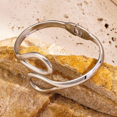 1 Stück Simple Series Klassischer Tropfen-Edelstahl Goldfarbene Damenarmreifen h5 Bild2