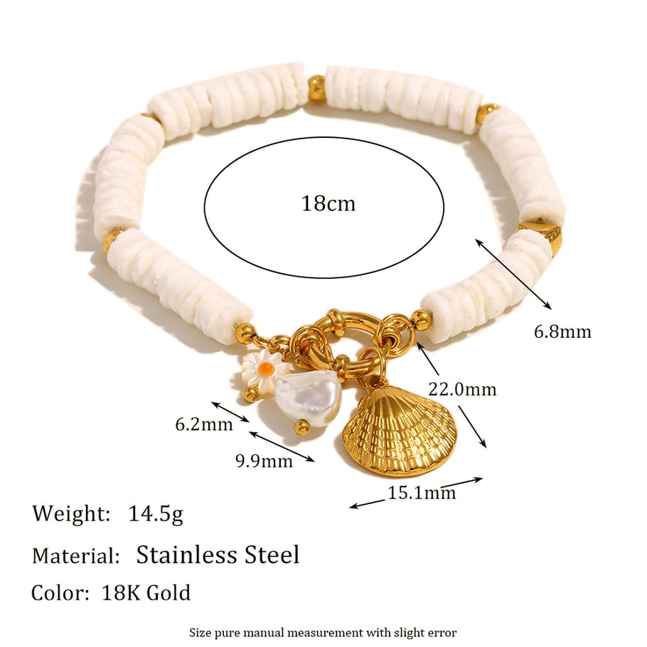Shell Stainless Steel Gold Color Charm Bracelets Picture2