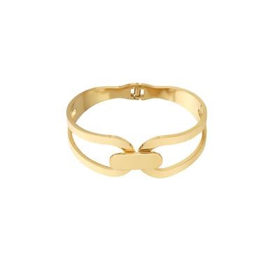 1 Piece Radiant Series Classic Patchwork Stainless Steel Gold Color Women's Bangles h5 Picture2