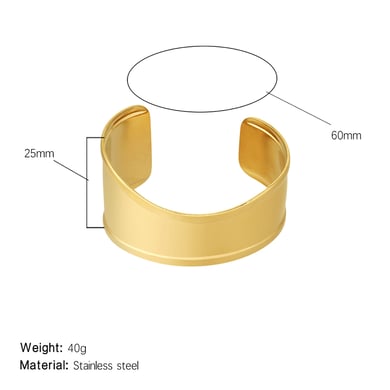 1 Piece Minimalist Series Sleek Classic Solid Stainless Steel Gold Color Women's Bangles h5 