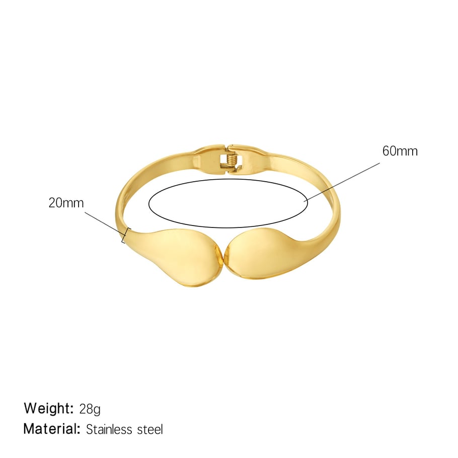 1 Piece Modern Series Subtle Droplet Shape Stainless Steel Gold Color Women's Bangles 
