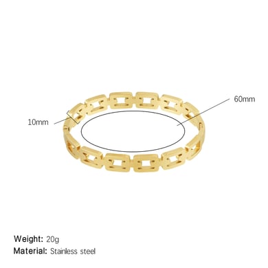 1 Piece Simple Series Classic Chain Patchwork Stainless Steel Gold Color Women's Bangles h5 