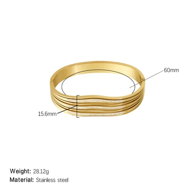 1 Piece Radiant Series Classic Sleek Strip Stainless Steel Gold Color Women's Bangles h5 