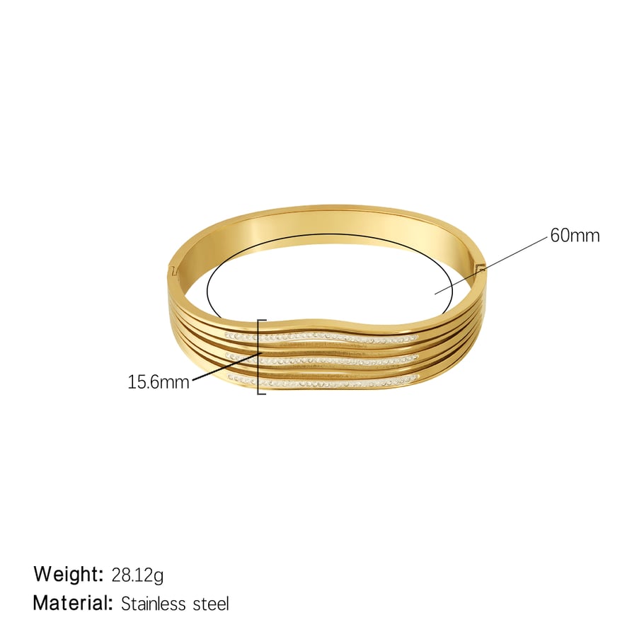 1 Piece Radiant Series Classic Sleek Strip Stainless Steel Gold Color Women's Bangles 