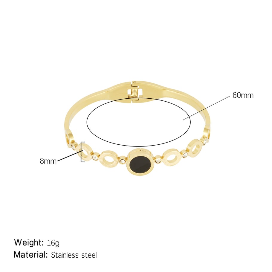 1 Piece Minimalist Series Classic Circle Roman Numerals Stainless Steel Gold Color Women's Bangles 