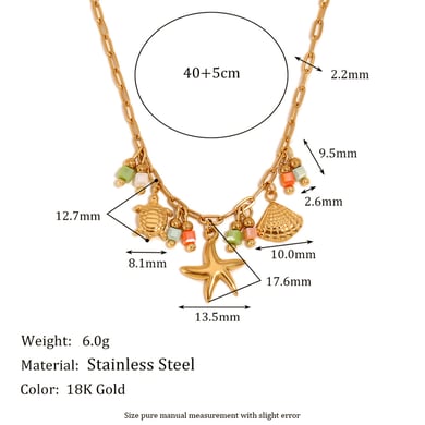 Starfish & Turtle Stainless Steel Gold Color Pendant Necklaces h5 Picture2