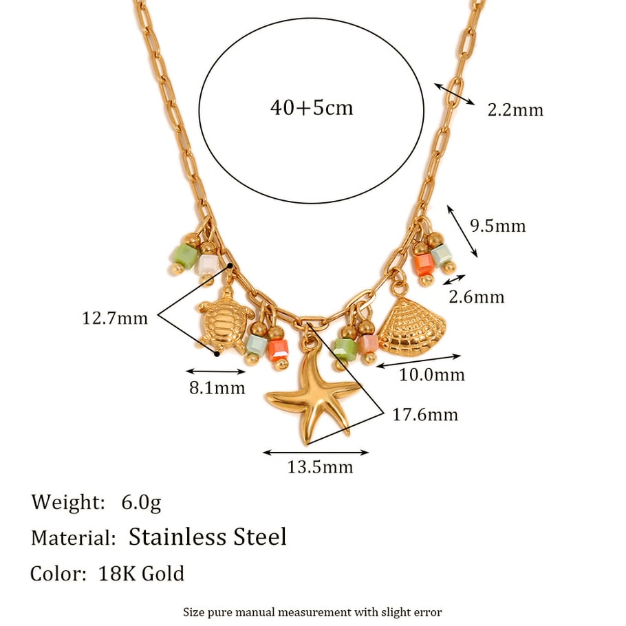 Starfish & Turtle Stainless Steel Gold Color Pendant Necklaces Picture2