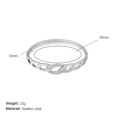 1 Piece Dazzling Series Classic Twist Stainless Steel Gold Color Women's Bangles h5 
