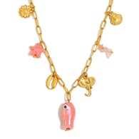 Marine Life Paper Clip Necklace - Gold 