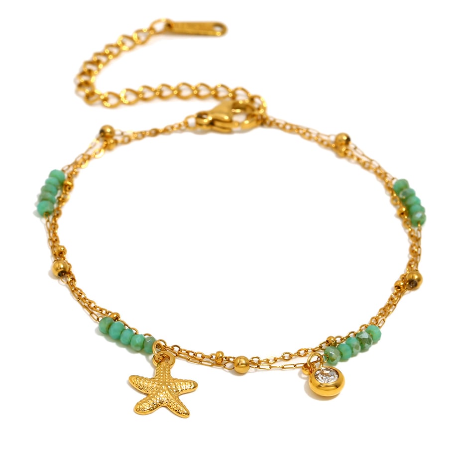 1 Stück Simple Series Vacation Turtle Edelstahl Goldfarben Damen Charm Armbänder 