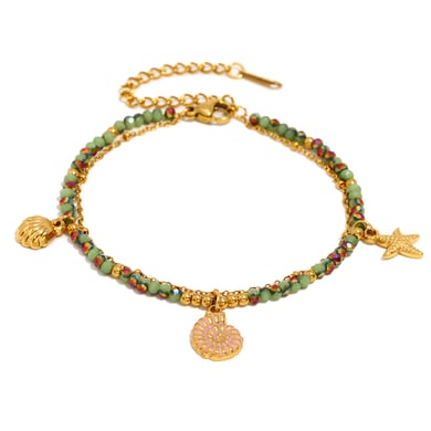 Oceanic Stainless Steel Gold Color Beaded Bracelets h5 