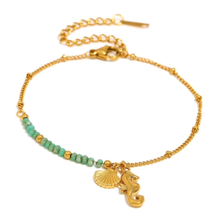 1 Stück Simple Series Vacation Turtle Edelstahl Goldfarben Damen Charm Armbänder 