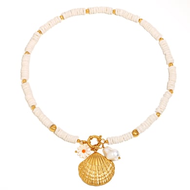1 Stück Simple Series Vacation Turtle Edelstahl Goldfarbe Künstliche Perle Damen Charm Armbänder h5 