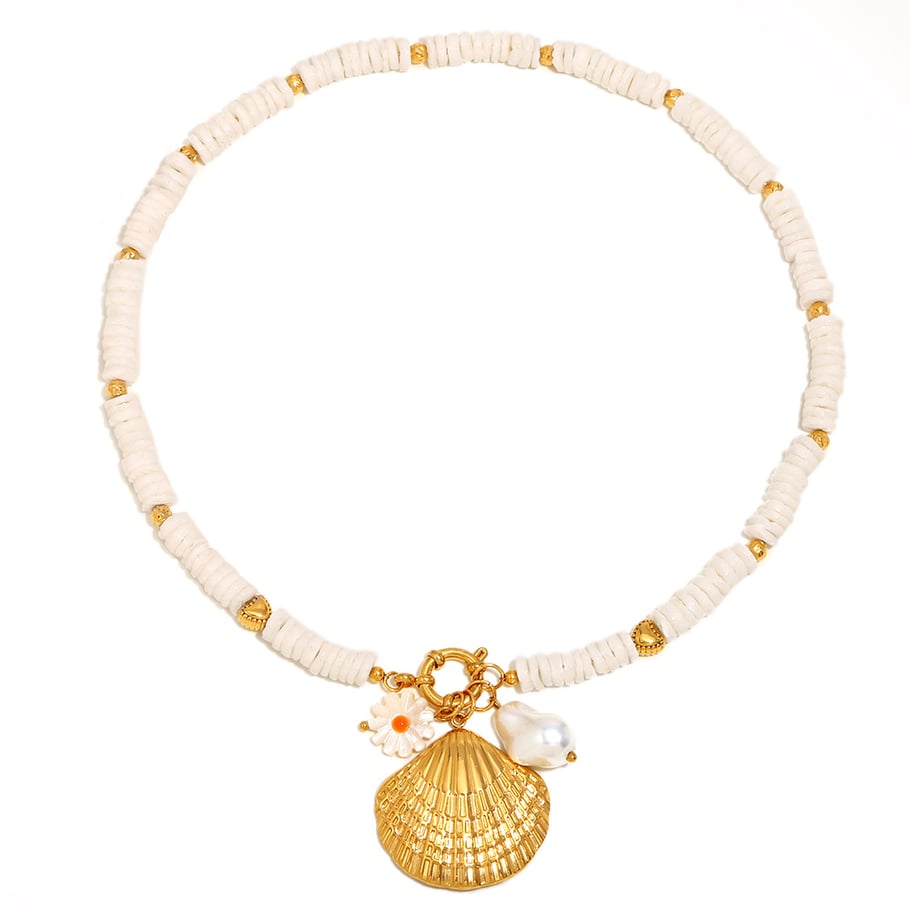 1 Stück Simple Series Vacation Turtle Edelstahl Goldfarbe Künstliche Perle Damen Charm Armbänder 