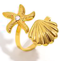 Shell Heart Open Ring-Gold 