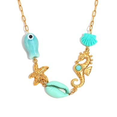 1 Stück einfache Serie süße Schildkröte Edelstahl Gold Farbe Damen Anhänger Halsketten h5 