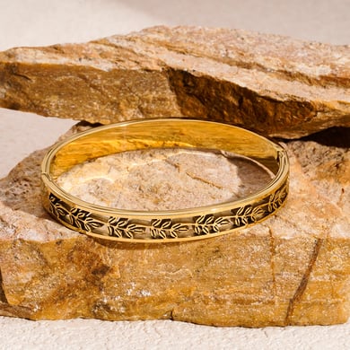1 Piece Delicate Series Natural Leafs Stainless Steel Gold Color Women's Bangles h5 Picture2