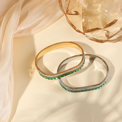 1 Piece Sophisticated Series Retro Strip Double-layers Stainless Steel Gold Color Women's Bangles h5 Picture2