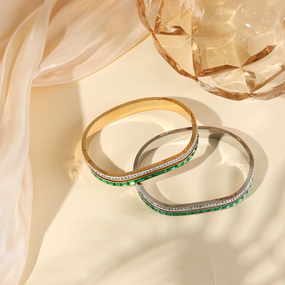 1 Piece Sophisticated Series Retro Strip Double-layers Stainless Steel Gold Color Women's Bangles Picture2