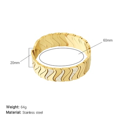 1 Piece Opulent Series Elegant Irregular Stainless Steel Gold Color Women's Bangles h5 