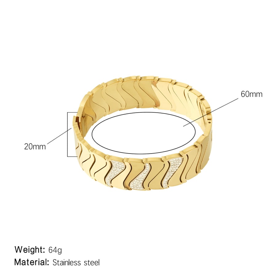 1 Piece Opulent Series Elegant Irregular Stainless Steel Gold Color Women's Bangles 