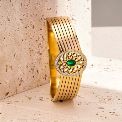 1 Piece Glamorous Series Intricate Oval Stainless Steel Gold Color Women's Bangles h5 Picture2